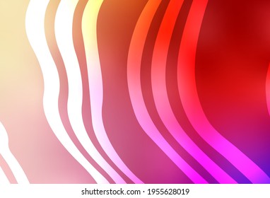 Light Red, Yellow vector backdrop with bent lines. Glitter abstract illustration with wry lines. Pattern for your business design.