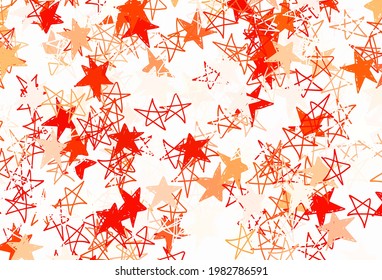 Light Red, Yellow vector backdrop with small and big stars. Modern geometrical abstract illustration with stars. Pattern for astronomy websites.
