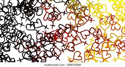 Light Red, Yellow vector backdrop with woman's power symbols. Simple design in abstract style with women’s rights activism. Background for International Women’s Day.