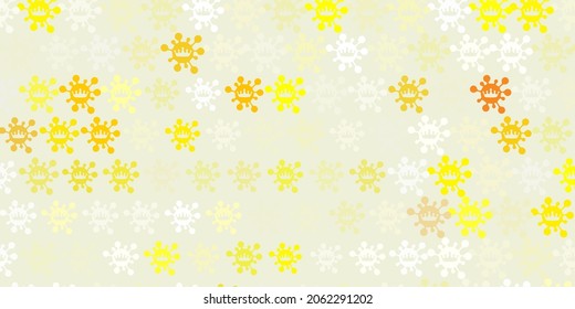 Light Red, Yellow vector backdrop with virus symbols. Colorful  gradient illness symbols in simple abstract style. Design for biohazard warning.