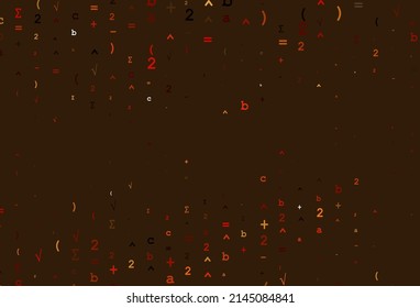 Light Red, Yellow vector backdrop with algebra elements. Colored mathematic signs with gradient on white background. Template for cell phone backgrounds.