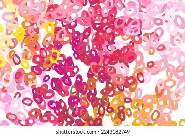 Light Red, Yellow vector backdrop with dots. Modern abstract illustration with colorful water drops. Template for your brand book.