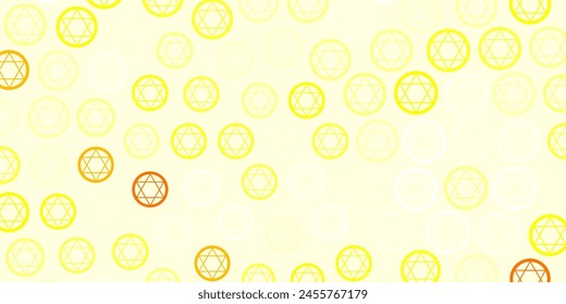 Light Red, Yellow vector backdrop with mystery symbols. Colorful mystic symbols with a gradient in ancient style. Simple base for your occult design.