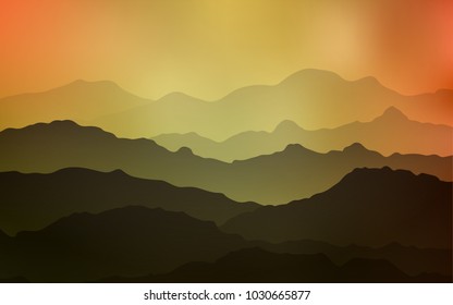 Light Red, Yellow vector background with bent lines. Blurred geometric sample with gradient bubbles.  Mountain style for your business design.