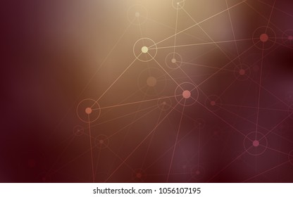 Light Red, Yellow vector background with dots and lines. Glitter abstract illustration with connection of triangle structure. Beautiful design for your business advert.