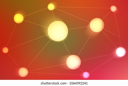 Light Red, Yellow vector background with bubbles, lines. Design with connection of dots and lines on colorful background. Beautiful design for your business advert.