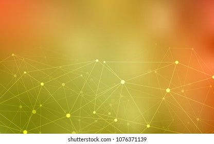 Light Red, Yellow vector background with bubbles, lines. Design with connection of dots and lines on colorful background. Pattern can be used for futuristic ad, booklets.
