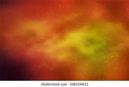 Light Red, Yellow vector background with galaxy stars. Glitter abstract illustration with colorful cosmic stars. Pattern for futuristic ad, booklets.