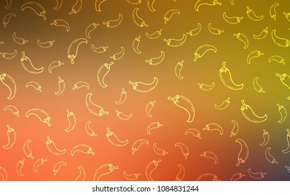 Light Red, Yellow vector background with spicy peppers. Glitter abstract sketch with hot peppers. Pattern for menu of cafes, bars, restaurants.