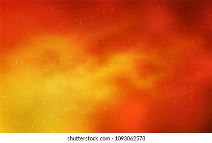 Light Red, Yellow vector background with galaxy stars. Shining colored illustration with bright astronomical stars. Pattern for astronomy websites.