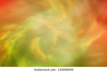 Light Red, Yellow vector background with galaxy stars. Shining colored illustration with bright astronomical stars. Pattern for futuristic ad, booklets.