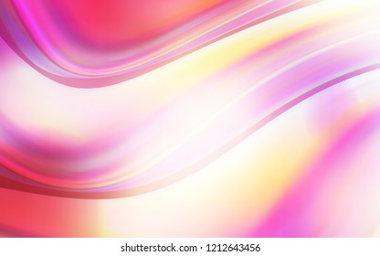 Light Red, Yellow vector background with bent ribbons. A sample with blurred bubble shapes. Marble design for your web site.