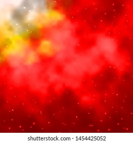 Light Red, Yellow vector background with small and big stars. Colorful illustration with abstract gradient stars. Theme for cell phones.