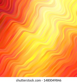 Light Red, Yellow vector background with curves. Colorful illustration in circular style with lines. Best design for your posters, banners.