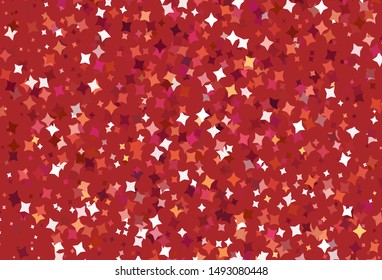 Light Red, Yellow vector background with small and big stars. Shining colored illustration with stars. Best design for your ad, poster, banner.