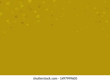 Light Red, Yellow vector background with hearts. Hearts on blurred abstract background with colorful gradient. Design for your business advert of anniversary.