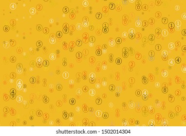 Light Red, Yellow vector background with signs of numerals. Shining colorful illustration with isolated Digit signs. Pattern for posters, banners of math books.
