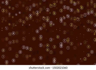 Light Red, Yellow vector background with math characters. Illustration with Numeral symbols on abstract template. Smart design for university advert.