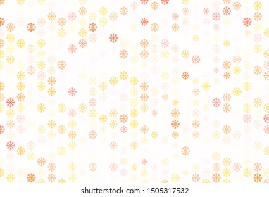 Light Red, Yellow vector background with beautiful snowflakes. Glitter abstract illustration with crystals of ice. Pattern for new year websites.