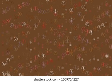 Light Red, Yellow vector background with math characters. Colored mathematic signs with gradient on white background. Best design a poster, banner of a math college.