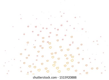 Light Red, Yellow vector background with hearts. Hearts on blurred abstract background with colorful gradient. Design for your business advert of anniversary.