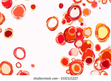 Light Red, Yellow vector background with bubbles. Abstract illustration with colored bubbles in nature style. Design for your business advert.