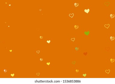 Light Red, Yellow vector background with hearts. Illustration with hearts in love concept for valentine's day. Template for Valentine's greeting postcards.