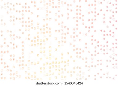 Light Red, Yellow vector background with signs of numerals. Illustration with Numeral symbols on abstract template. Pattern for posters, banners of math books.