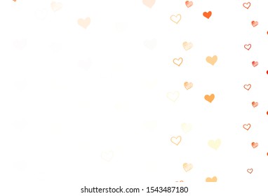 Light Red, Yellow vector background with hearts. Illustration with hearts in love concept for valentine's day. Template for Valentine's greeting postcards.
