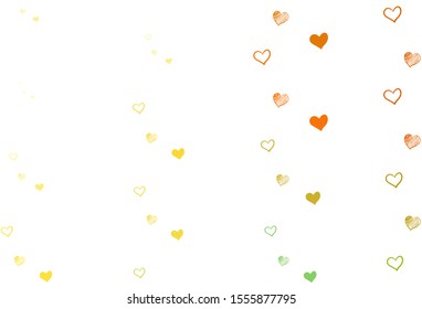 Light Red, Yellow vector background with hearts. Illustration with hearts in love concept for valentine's day. Template for Valentine's greeting postcards.