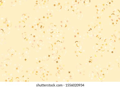 Light Red, Yellow vector background with arithmetic signs. Shining colorful illustration with isolated Digit signs. Smart design for university advert.