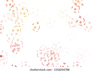 Light Red, Yellow vector background with math elements. Blurred design in simple style with collection of numerals. Pattern for school, grammar websites.