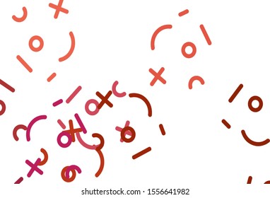 Light Red, Yellow vector background with math elements. Modern geometrical illustration with numerals. Best design a poster, banner of a math college.