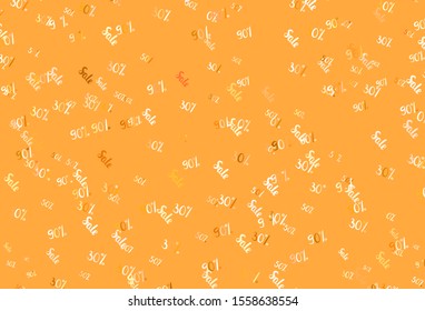 Light Red, Yellow vector background with symbols of 30, 50, 90 % sales. Illustration with signs of sales on abstract template. Backdrop for super sales on Black Friday.