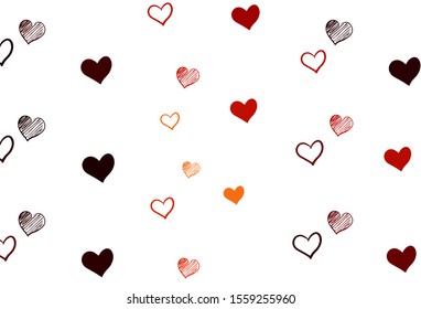 Light Red, Yellow vector background with hearts. Glitter abstract illustration with colorful hearts in romantic style. Pattern for marriage gifts, congratulations.
