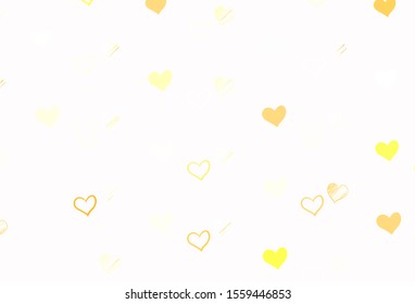 Light Red, Yellow vector background with Shining hearts. Hearts on blurred abstract background with colorful gradient. Design for ad, poster, banner of Valentine Day.