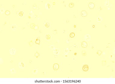 Light Red, Yellow vector background with cuisine gourmet. Illustration with set of fresh food in doodle style. Design for ad, poster, banner of cafes or restaurants.