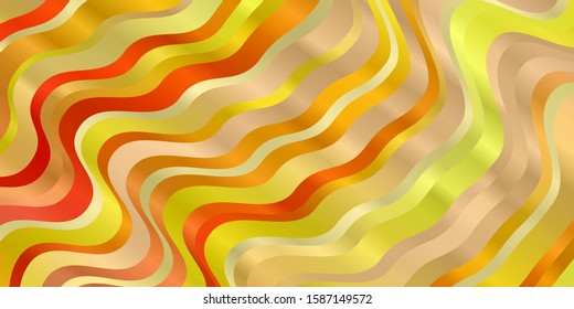 Light Red, Yellow vector background with bent lines. Bright illustration with gradient circular arcs. Pattern for websites, landing pages.