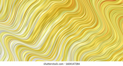 Light Red, Yellow vector background with curved lines. Abstract illustration with bandy gradient lines. Template for your UI design.