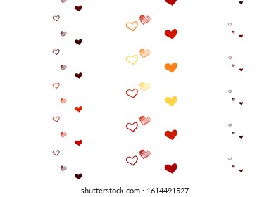 Light Red, Yellow vector background with hearts. Beautiful abstract hearts on colorful gradient background. Design for celebrating of Valentine Day.