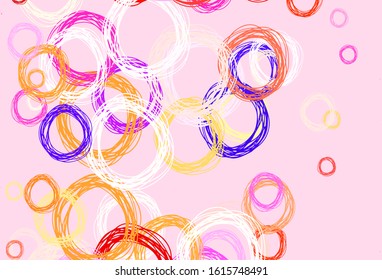 Light Red, Yellow vector background with bubbles. Modern abstract illustration with colorful water drops. New template for your brand book.