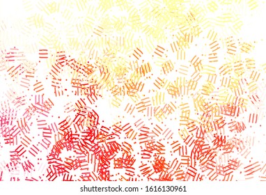 Light Red, Yellow vector background with stright stripes, dots. Glitter abstract illustration with colorful sticks. Template for your beautiful backgrounds.