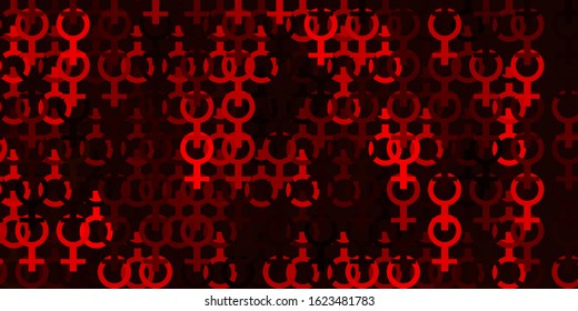 Light Red, Yellow vector background with woman symbols. Illustration with signs of women's strength and power. Best design to show the power of women.