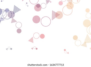 Light Red, Yellow vector background with polygonal style with circles. Abstract gradient illustration with circles, triangles. Smart design for your adverts.