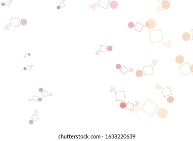 Light Red, Yellow vector background with triangles, circles, cubes. Glitter abstract illustration with spheres, squares, lines. Pattern for websites.
