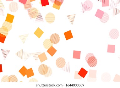 Light Red, Yellow vector background with polygonal style with circles. Abstract illustration with colorful dots, lines, cubes. Pattern for websites.