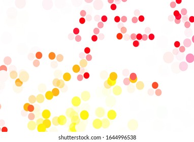 Light Red, Yellow vector background with spots. Illustration with set of shining colorful abstract circles. New template for your brand book.