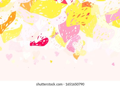 Light Red, Yellow vector background with Shining hearts. Smart illustration with gradient hearts in valentine style. Pattern for carnival, festival romantic leaflets.