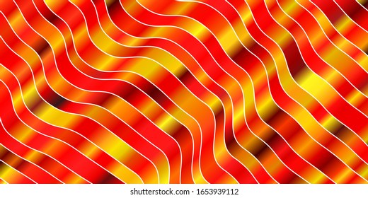 Light Red, Yellow vector background with lines. Colorful abstract illustration with gradient curves. Smart design for your promotions.