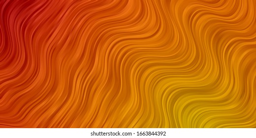 Light Red, Yellow vector background with bent lines. Colorful abstract illustration with gradient curves. Best design for your posters, banners.